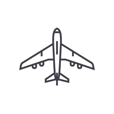 uçak üstten görünüm vektör satırı simgesi, işaret, resimde arka planda, düzenlenebilir vuruş