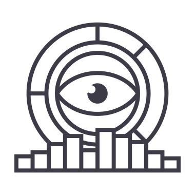 analytics, pazarlama araştırma, diyagramları vektör satırı simgesi, işaret, resimde arka planda, düzenlenebilir vuruş