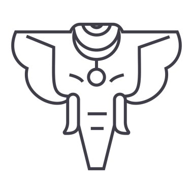 fil satırı simgesi, işaret, arka planda, düzenlenebilir vuruş illüstrasyon vektör