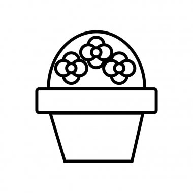 Çiçek fırça pot vektör satırı simgesi, işaret, resimde arka planda, düzenlenebilir vuruş