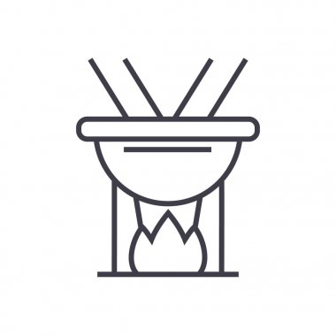 fondü vektör satırı simgesi, işaret, resimde arka planda, düzenlenebilir vuruş