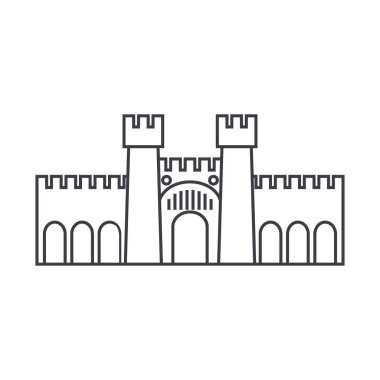 Kale illüstrasyon vektör satırı simgesi, işaret, resimde arka planda, düzenlenebilir vuruş