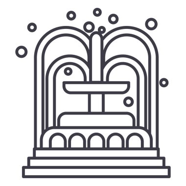 Çeşme vektör satırı simgesi, işaret, resimde arka planda, düzenlenebilir vuruş