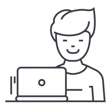 freelancer vektör satırı simgesi, işaret, resimde arka planda, düzenlenebilir vuruş