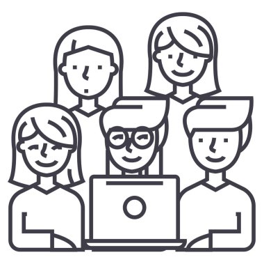 defter arayan arkadaşlar satırı simgesi, işaret, arka planda, düzenlenebilir vuruş illüstrasyon vektör