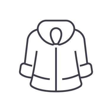 kürk ceket vektör satırı simgesi, işaret, resimde arka planda, düzenlenebilir vuruş