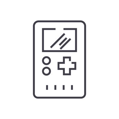 oyun konsolu simge vektör satırı simgesi, işaret, resimde arka planda, düzenlenebilir vuruş