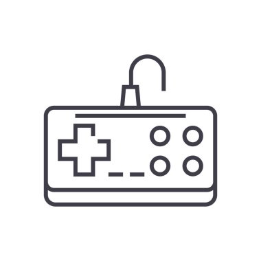 Gamepad vektör satırı simgesi, işareti, resimde arka planda, düzenlenebilir vuruş