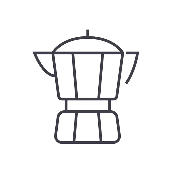Cafetera vector línea icono, signo, ilustración en el fondo, movimientos editables — Vector de stock