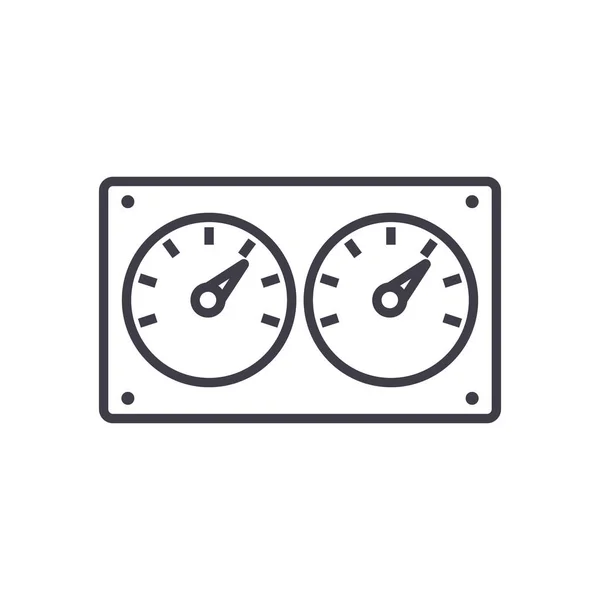 Doppia icona della linea vettoriale del misuratore di controllo, segno, illustrazione sullo sfondo, tratti modificabili — Vettoriale Stock