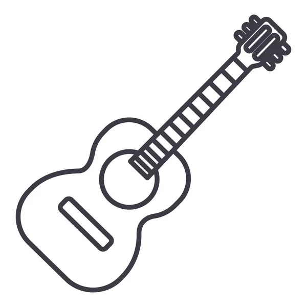 Flamenco guitarra ilustração vetor linha ícone, sinal, ilustração sobre fundo, traços editáveis — Vetor de Stock