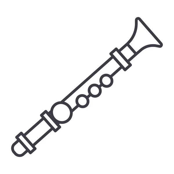Ícone de linha vetorial de flauta, sinal, ilustração em segundo plano, traços editáveis — Vetor de Stock
