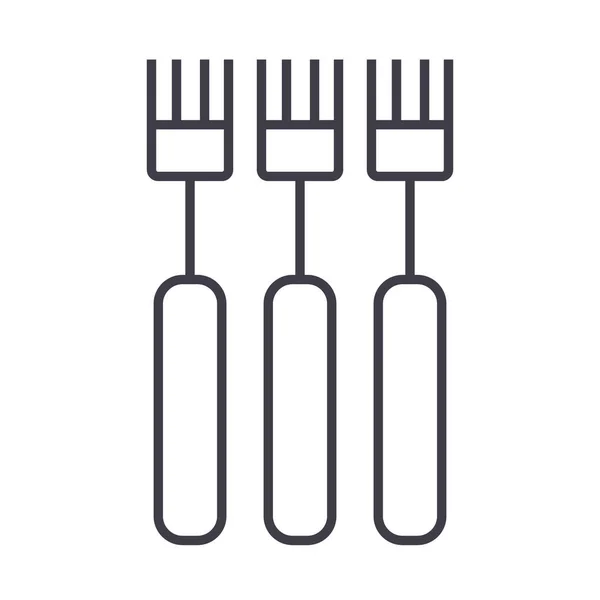 Vork vector lijn pictogram, teken, afbeelding op de achtergrond, bewerkbare lijnen — Stockvector