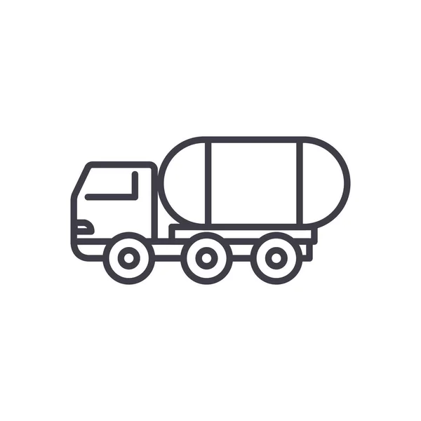 Treibstoff-LKW-Vektorzeilensymbol, Schild, Abbildung im Hintergrund, editierbare Striche — Stockvektor