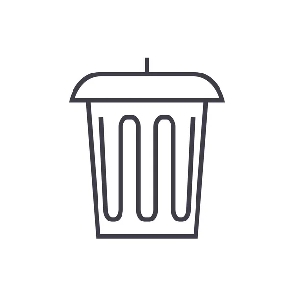 Garbage, office bin vector line icon, sign, illustration on background, editable strokes — Stock Vector