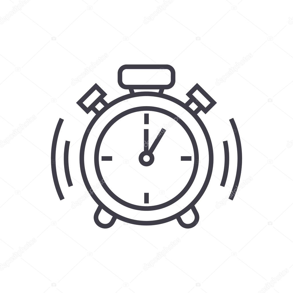 alarm clock vector line icon, sign, illustration on background, editable strokes