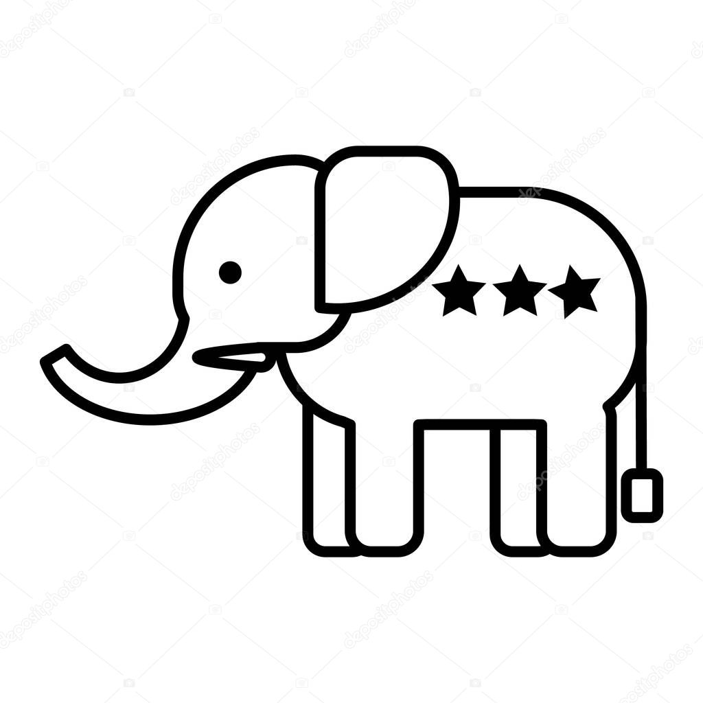 Elephant head vector line icon, sign, illustration on white background, editable strokes