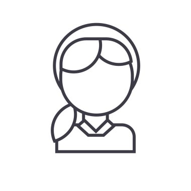 Kız baş satırı simgesi, işaret, arka planda, düzenlenebilir vuruş illüstrasyon vektör