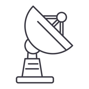 uydu çanağı vektör satırı simgesi, işaret, resimde arka planda, düzenlenebilir vuruş