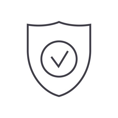 güvenli kalkan vektör satırı simgesi, işaret, resimde arka planda, düzenlenebilir vuruş