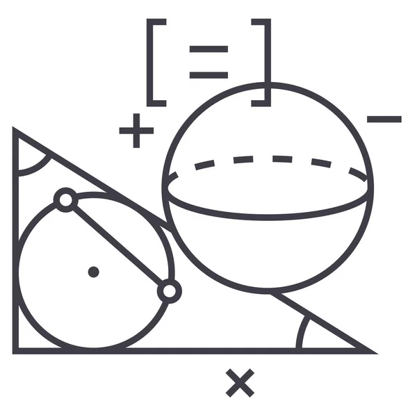 Geometrie-Vektor-Liniensymbol, Zeichen, Abbildung im Hintergrund, editierbare Striche — Stockvektor