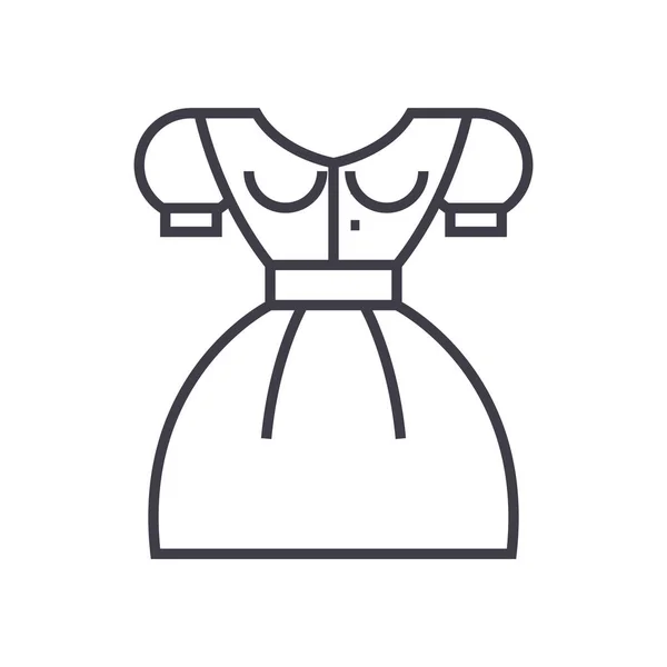Duitse vrouw jurk vector lijn pictogram, teken, afbeelding op de achtergrond, bewerkbare lijnen — Stockvector