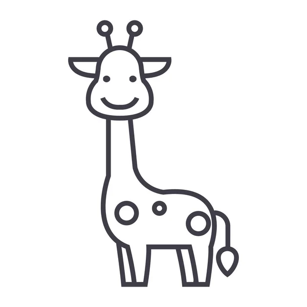 Giraffenvektorzeilensymbol, Zeichen, Abbildung im Hintergrund, editierbare Striche — Stockvektor
