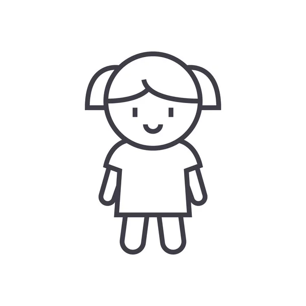 boneca preto e branco do vetor isolada no fundo branco. ilustração de  menina bonito brinquedo para crianças. ícone de linha engraçada de  personagem sorridente para crianças 3758123 Vetor no Vecteezy