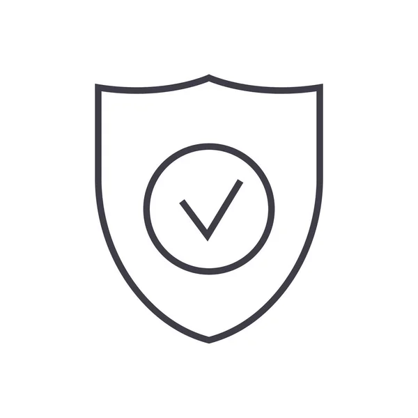 Seguro escudo vector línea icono, signo, ilustración en el fondo, movimientos editables — Vector de stock
