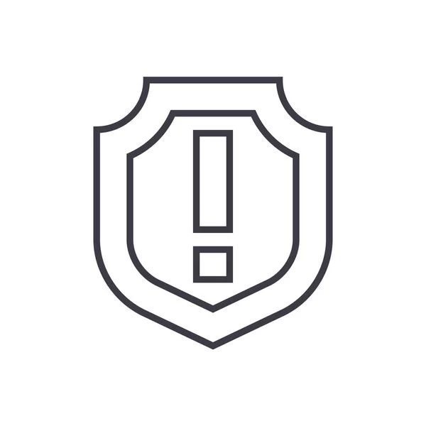Escudo, icono de línea vectorial importante, signo, ilustración en el fondo, trazos editables — Vector de stock