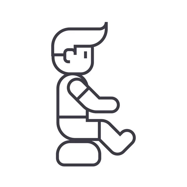 Sentado niño vector línea icono, signo, ilustración en el fondo, movimientos editables — Vector de stock