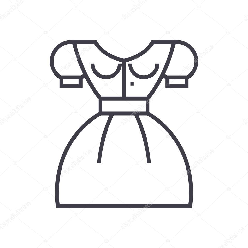 german woman dress vector line icon, sign, illustration on background, editable strokes