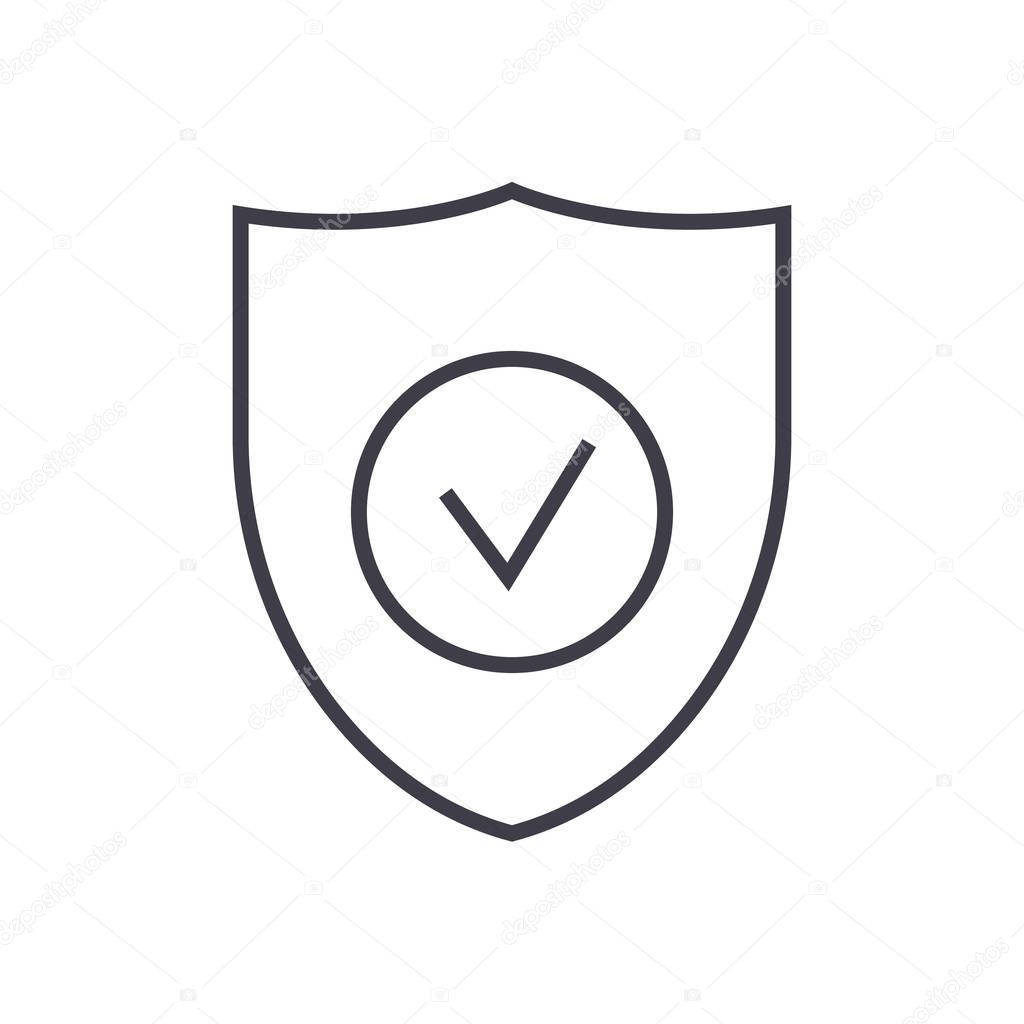 secure shield vector line icon, sign, illustration on background, editable strokes