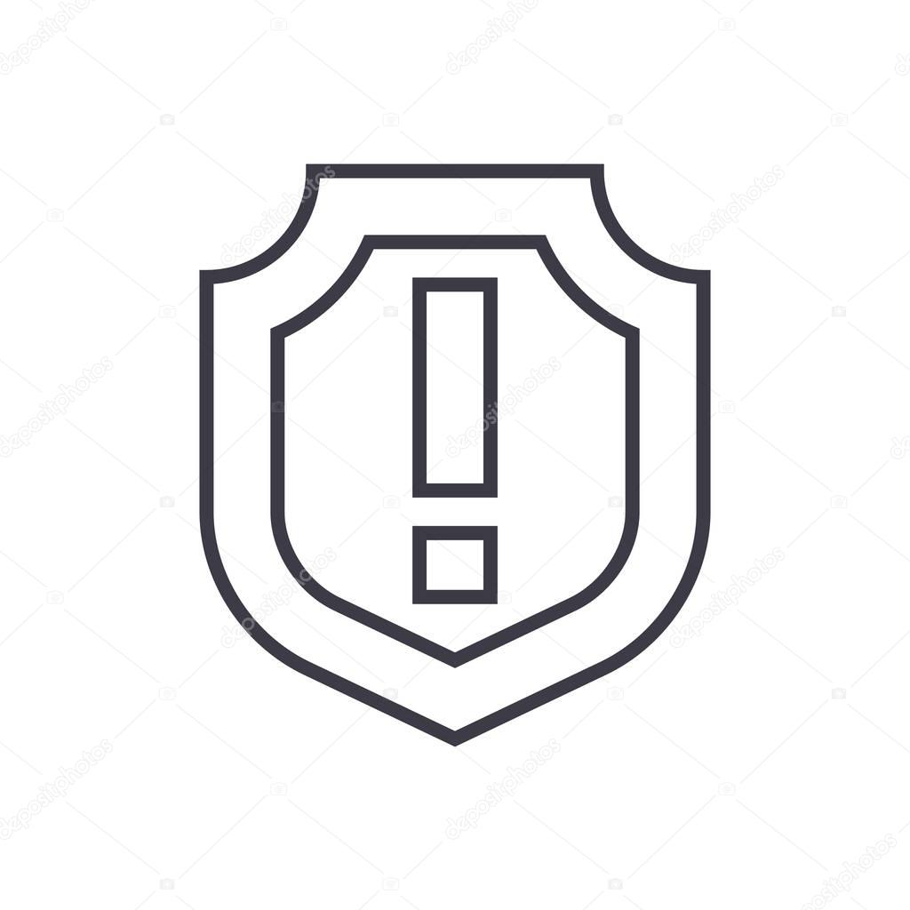 shield,important vector line icon, sign, illustration on background, editable strokes