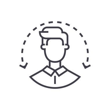 insan kaynakları, hedef kitleye, istemci hizmeti vektör satırı simgesi, işaret, resimde arka planda, düzenlenebilir vuruş