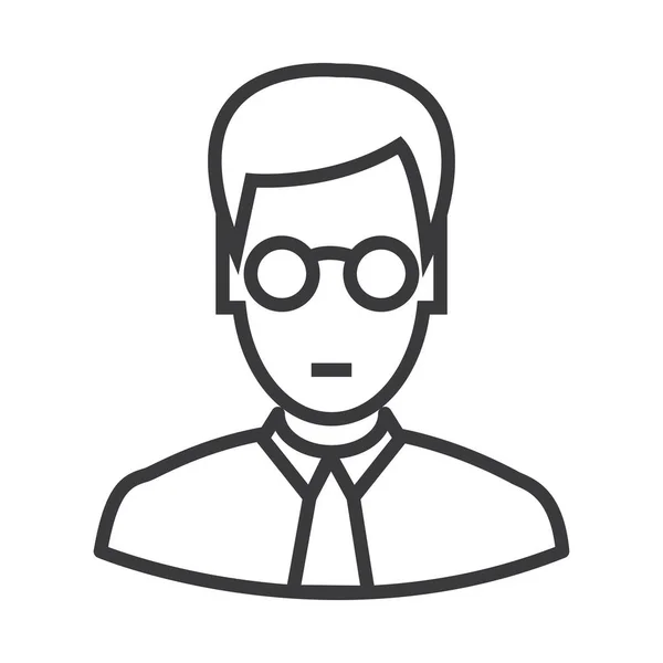 Manager mit Brille Vektor Line Icon, Zeichen, Illustration auf dem Hintergrund, editierbare Striche — Stockvektor