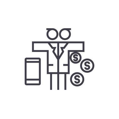 adam para vektör satırı simgesi, işaret, resimde arka planda, düzenlenebilir darbeleri ile görev multi