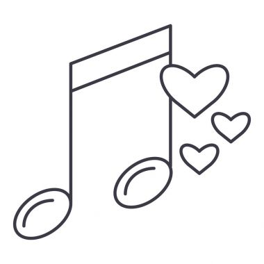 müzik Not vektör satırı simgesi, işaret, resimde arka planda, düzenlenebilir vuruş