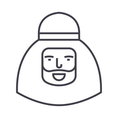 Müslüman erkek vektör satırı simgesi, işaret, resimde arka planda, düzenlenebilir vuruş