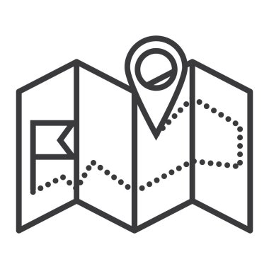 navigasyon harita vektör satırı simgesi, işaret, resimde arka planda, düzenlenebilir vuruş