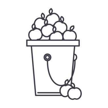 elma, meyve hasat vektör satırı simgesi, işaret, resimde arka planda, düzenlenebilir vuruş