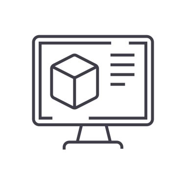 bilgisayar tasarım vektör satırı simgesi, işaret, resimde arka planda, düzenlenebilir vuruş