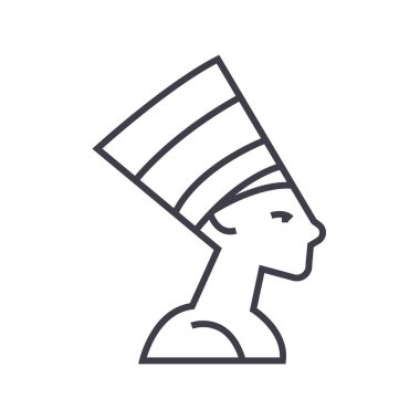 nefertity, Mısır vektör satırı simgesi, işaret, resimde arka planda, düzenlenebilir vuruş