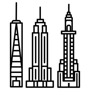New york skyline vektör satırı simgesi, işaret, resimde arka planda, düzenlenebilir vuruş