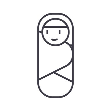 Yeni doğan zarf vektör satırı simgesi, işaret, resimde arka planda, düzenlenebilir vuruş