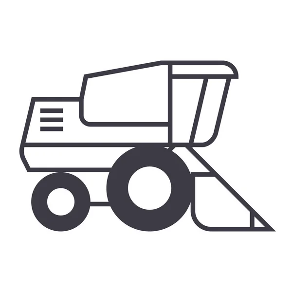 Combineren harvester vector lijn pictogram, teken, afbeelding op de achtergrond, bewerkbare lijnen — Stockvector