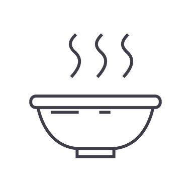 çorba kase vektör satırı simgesi, işaret, resimde arka planda, düzenlenebilir vuruş