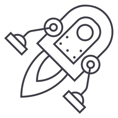 Roket vektör satırı simgesi, işaret, resimde arka planda, düzenlenebilir vuruş alanı