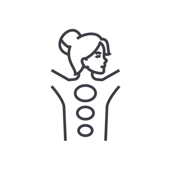 Spa, icono de línea de vectores de masaje de piedra, signo, ilustración en el fondo, movimientos editables — Vector de stock