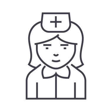 Hemşire işareti satırı simgesi, işaret, arka planda, düzenlenebilir vuruş illüstrasyon vektör